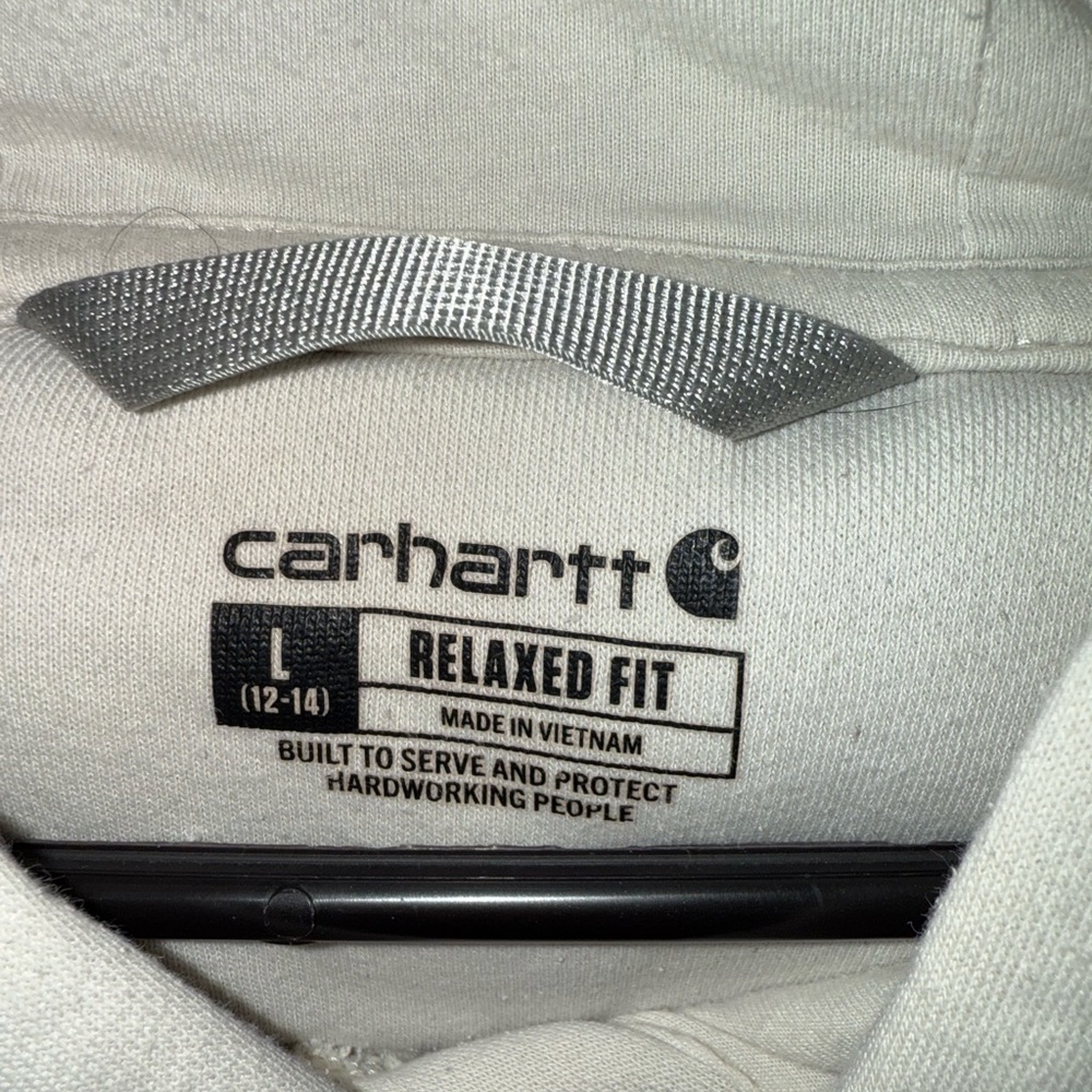 Carhartt White Hoodie with Blue Logo - Picture 3 of 4